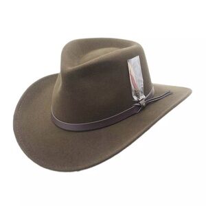 Montana Crushable Wool Felt Western Style Cowboy Hat by Silver Canyon, Olive